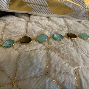 Blue and Smoky Grey Stone Gold Bracelet.